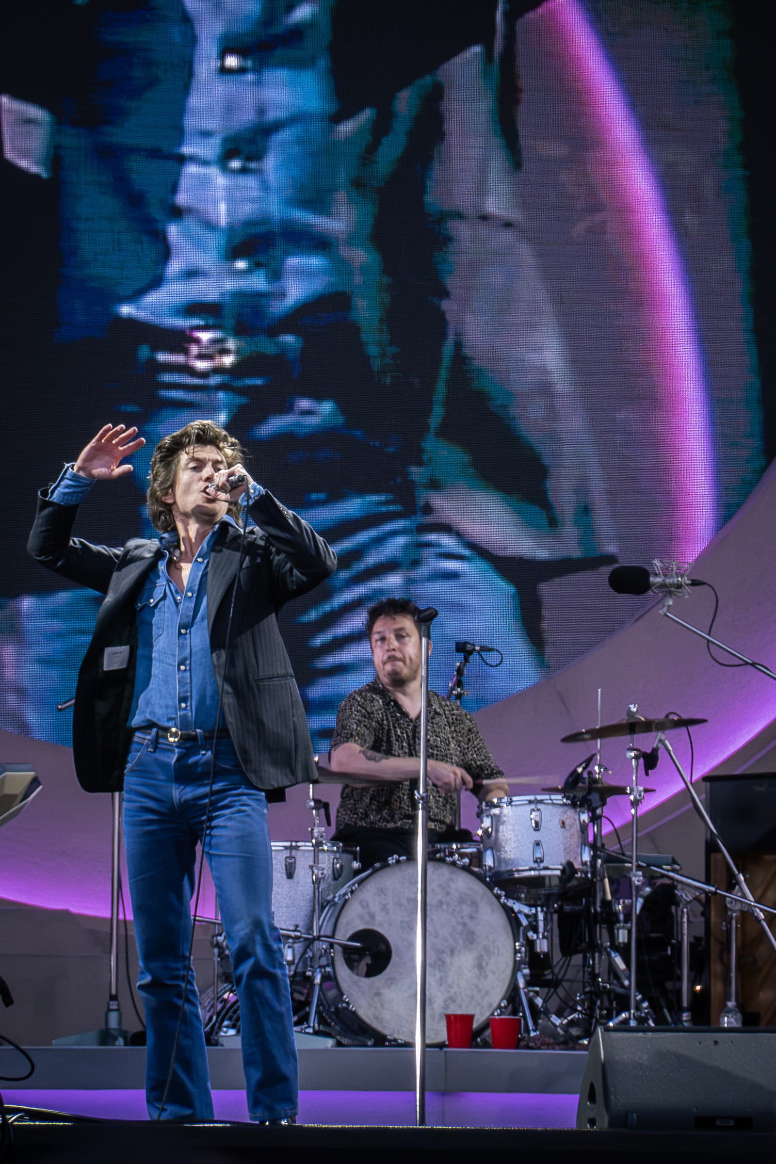 Arctic Monkeys performing live at Hillsborough Park in Sheffield.