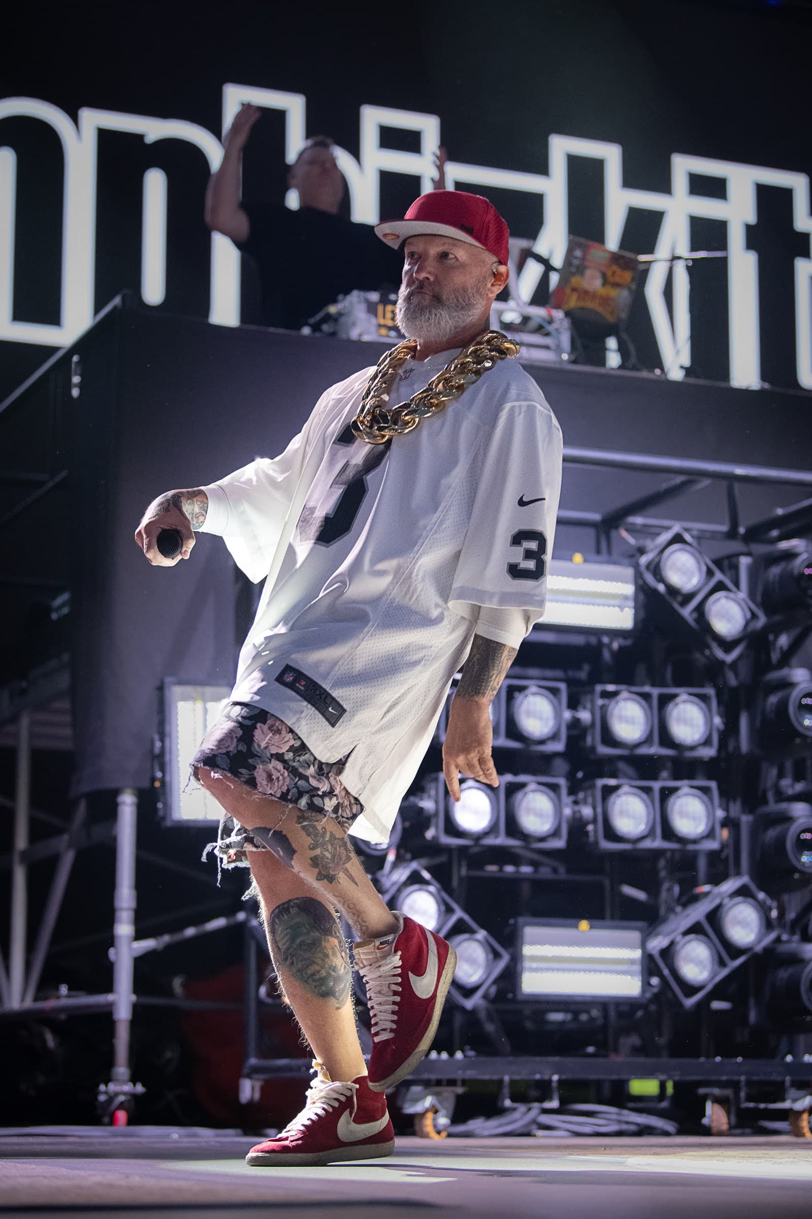 Limp Bizkit vocalist performing on stage in Halifax.