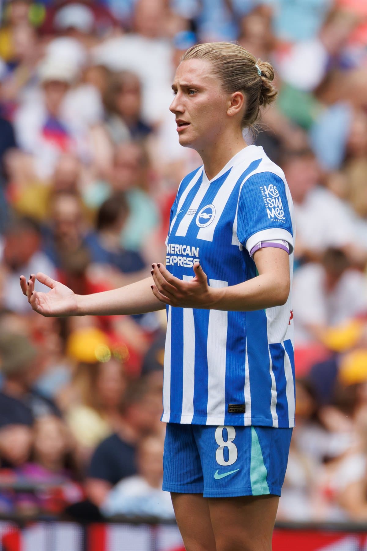 Brighton captain showing frustration during the Women's FA Cup Final.